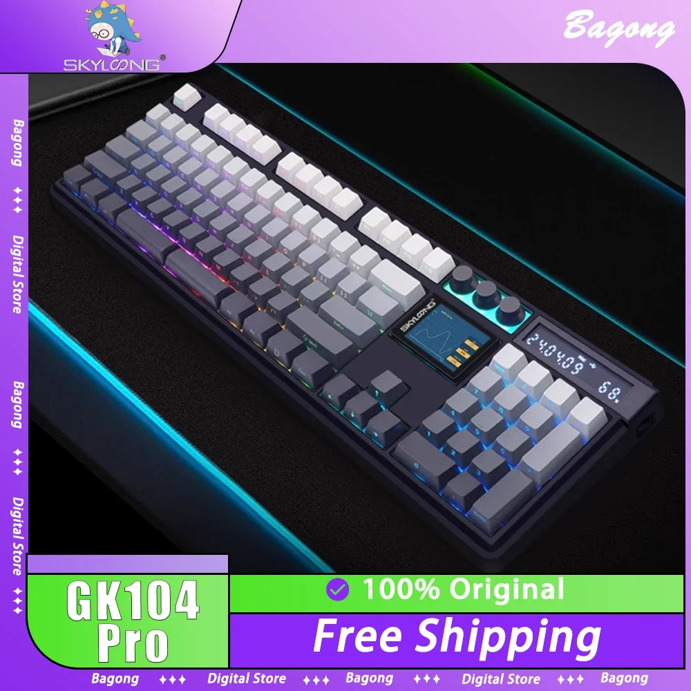 Skyloong Gk104 Pro Mechanical Keyboard Multifunctional Knob Custom Screen Three Mode 8K Calculator Wireless Gaming Keyboard Gift