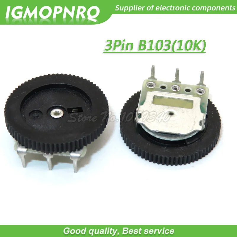 10pcs 3Pin 16*2mm Double Gear Tuning Dial Potentiometer B103 10K Dial Potentiometer IGMOPNRQ