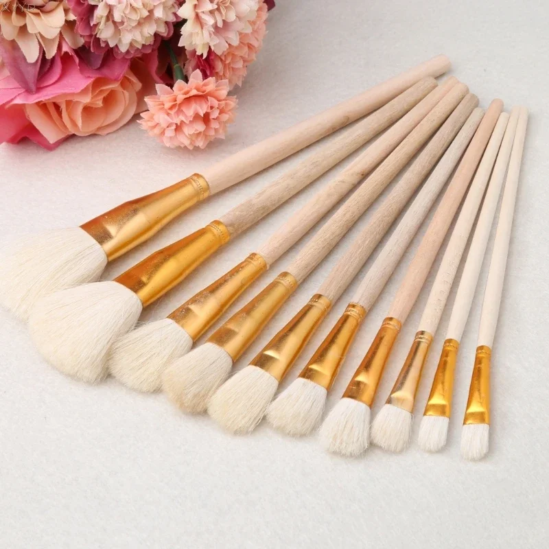 10Pcs Brushes Set for Art Painting Oil Acrylic Watercolor Drawing Craft DIY Kid Paint Brushes Painting Supplies