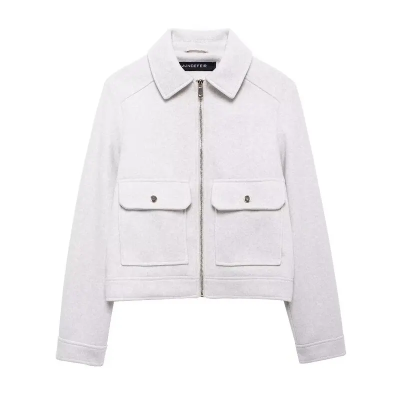 Autumn 2024 Women's Soft Jaet Coat Design Zipper Decorated Versatile Warm Loose Fit Ladies Faion ort Outerwear