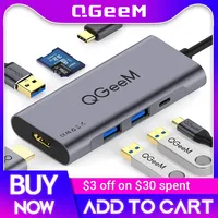 QGeeM USB C Hub for Huawei P20 Mate 20 Pro Type C USB Hub USB-C to 3.0 Hub HDMI Card Reader Thunderbolt3 Adapter for MacBook Pro