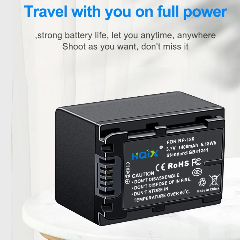 HQIX for Ordro HDV-F1 HDV-F5 HDV-F7 AE8 digital camera NP-180 charger battery