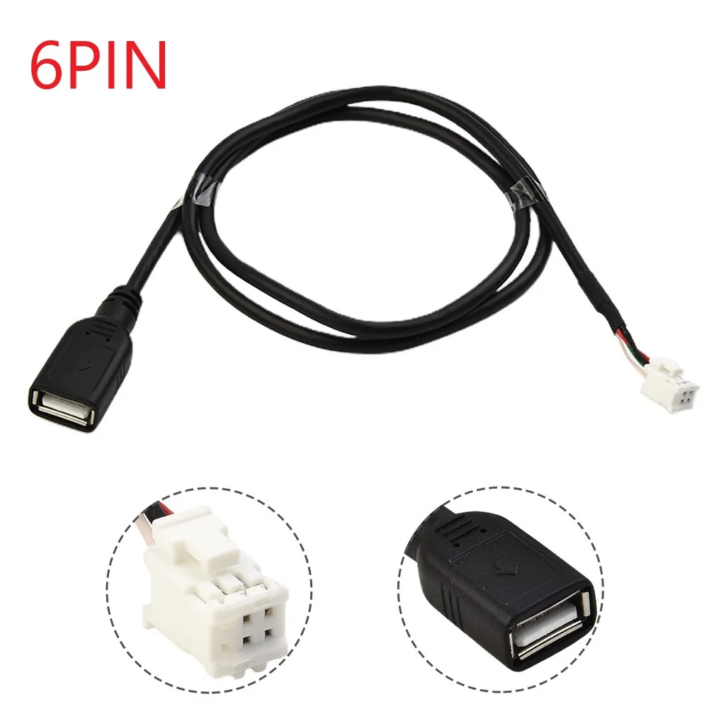 

2 Pcs 75 Cm 4 Pin 6Pin Connector USB Extension Cable Adapter Black For Vehicle Car-Radio Stereo Battery Charging Units