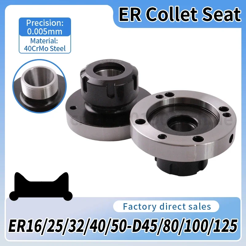 ER16ER25ER32ER40ER50 Mini Flange Four Axis Cartridge Collet Fixture Chuck, 45/80mm 100/125mm for CNC Milling Lathe Machine Tool