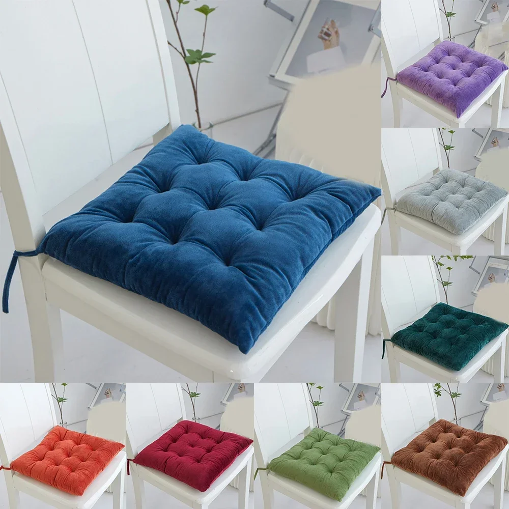 

Solid Color Bandage Square Seat Cushion Crystal Velvet Chair Mat Cushions Modern Home Office Chair Car Pillow Cushion 40 X 40cm