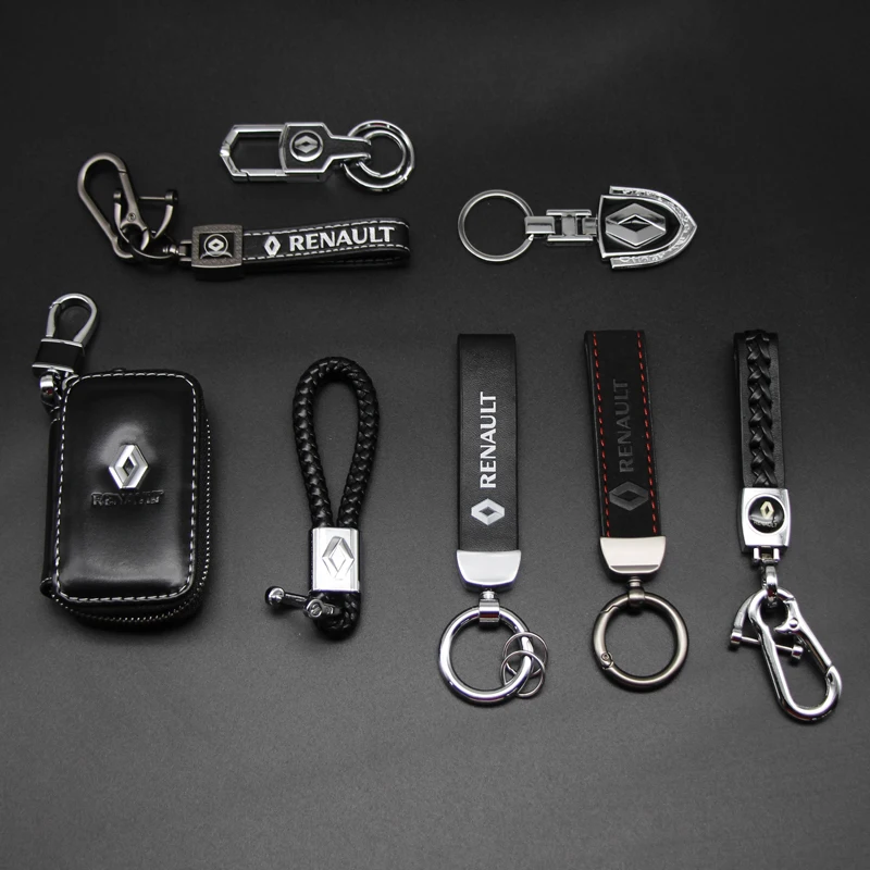 Metal+Leather Car KeyChain Key Ring Chain Auto Styling Accessories For Renault Megane Clio Kadjar Captur Sandero Arkana Duster