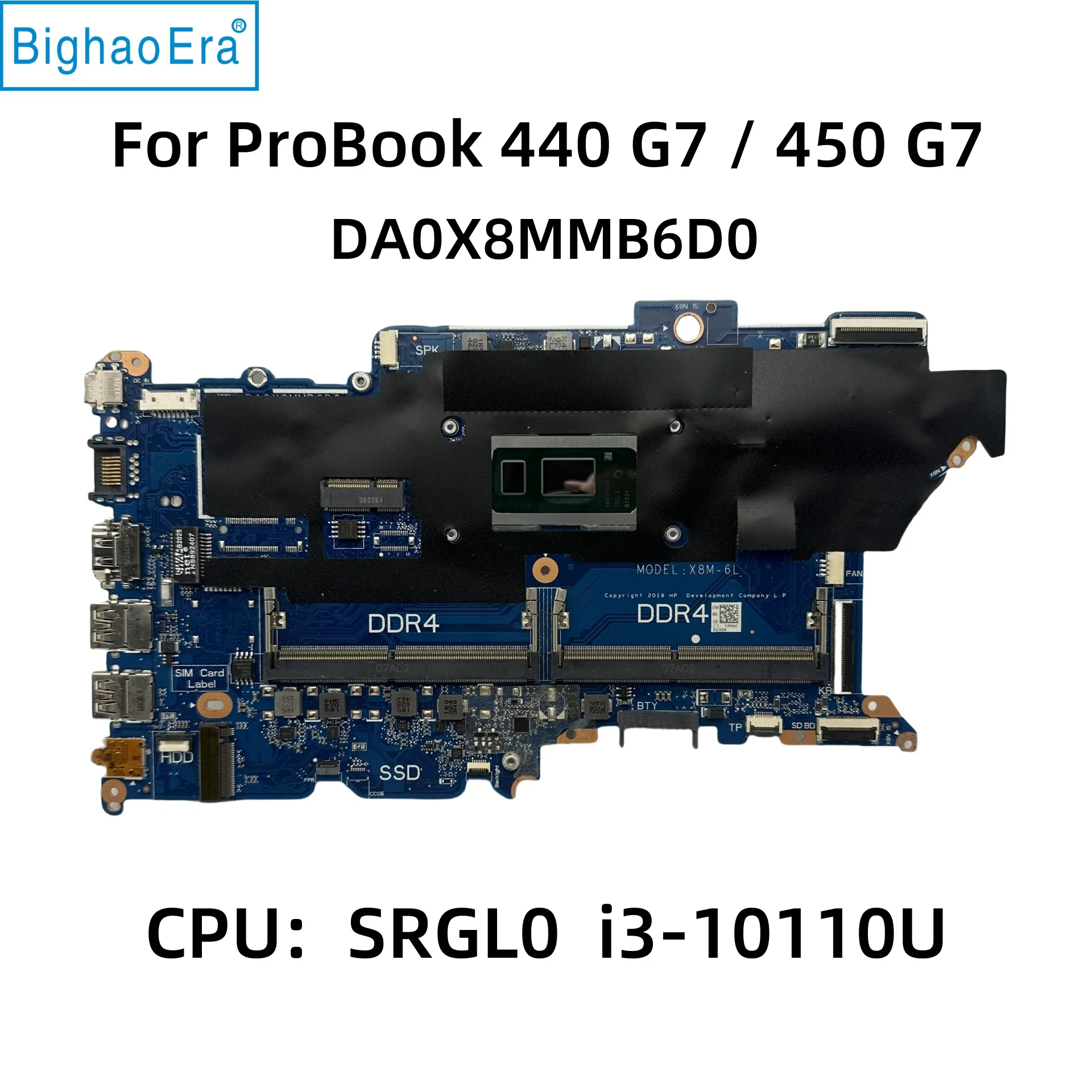 For HP ProBook 440 G7 450 G7 Laptop Motherboard With SRGL0 i3-10110U CPU DDR4 UMA DA0X8MMB6D0 SPS: L78083-601 L78083-001