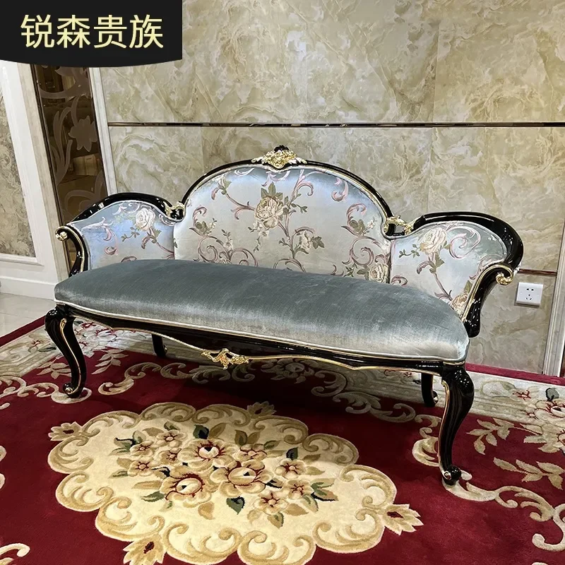 For French Solid Wood Bedside Stool European Style Bedroom Living Room Sofa Shoe Changing Bench Noble Design Durable