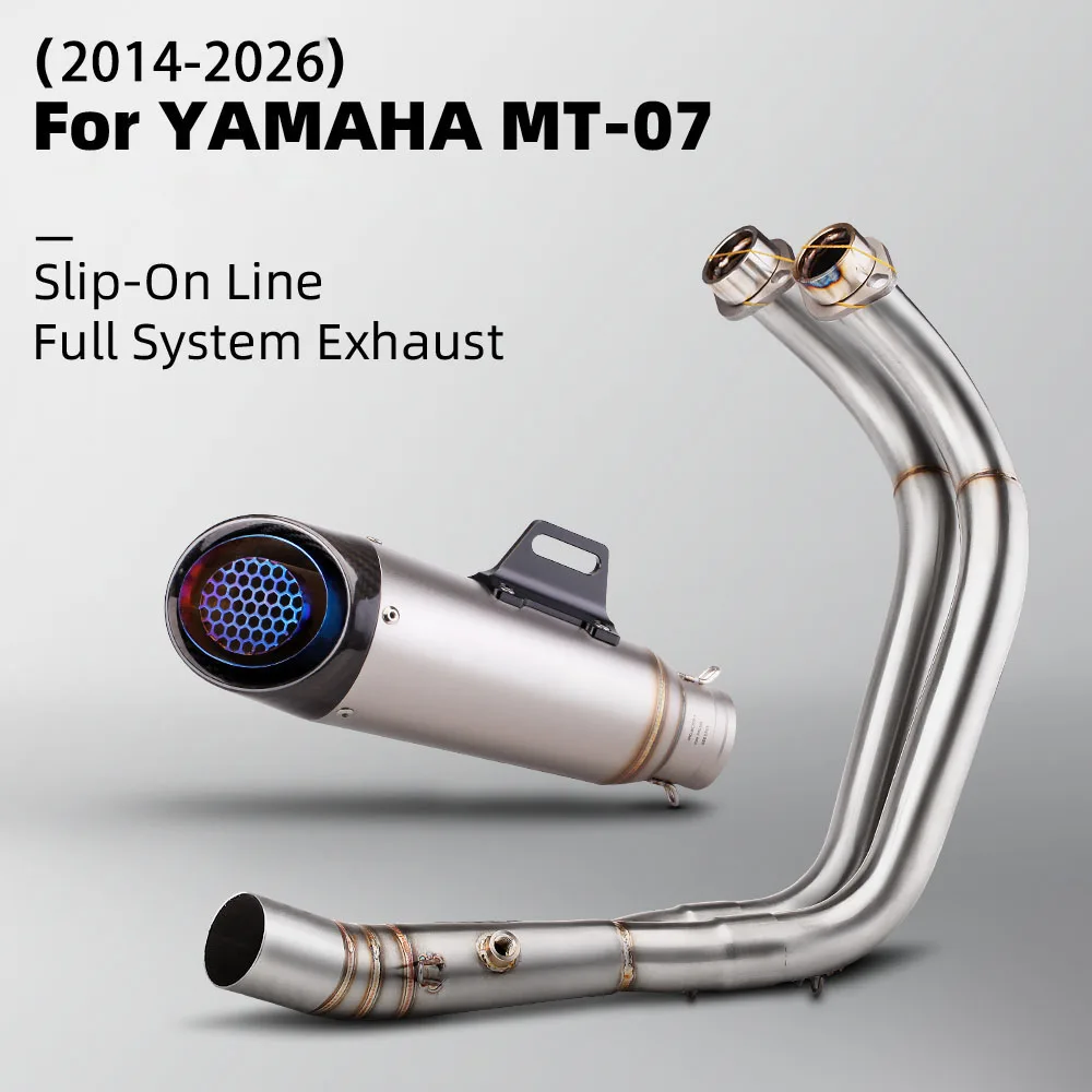 

Motorcycle Exhaust System Street Bike Exhausts Pipe Kit Headers Tube Muffler For Yamaha R7 MT07 FZ07 XSR700 2014-2026