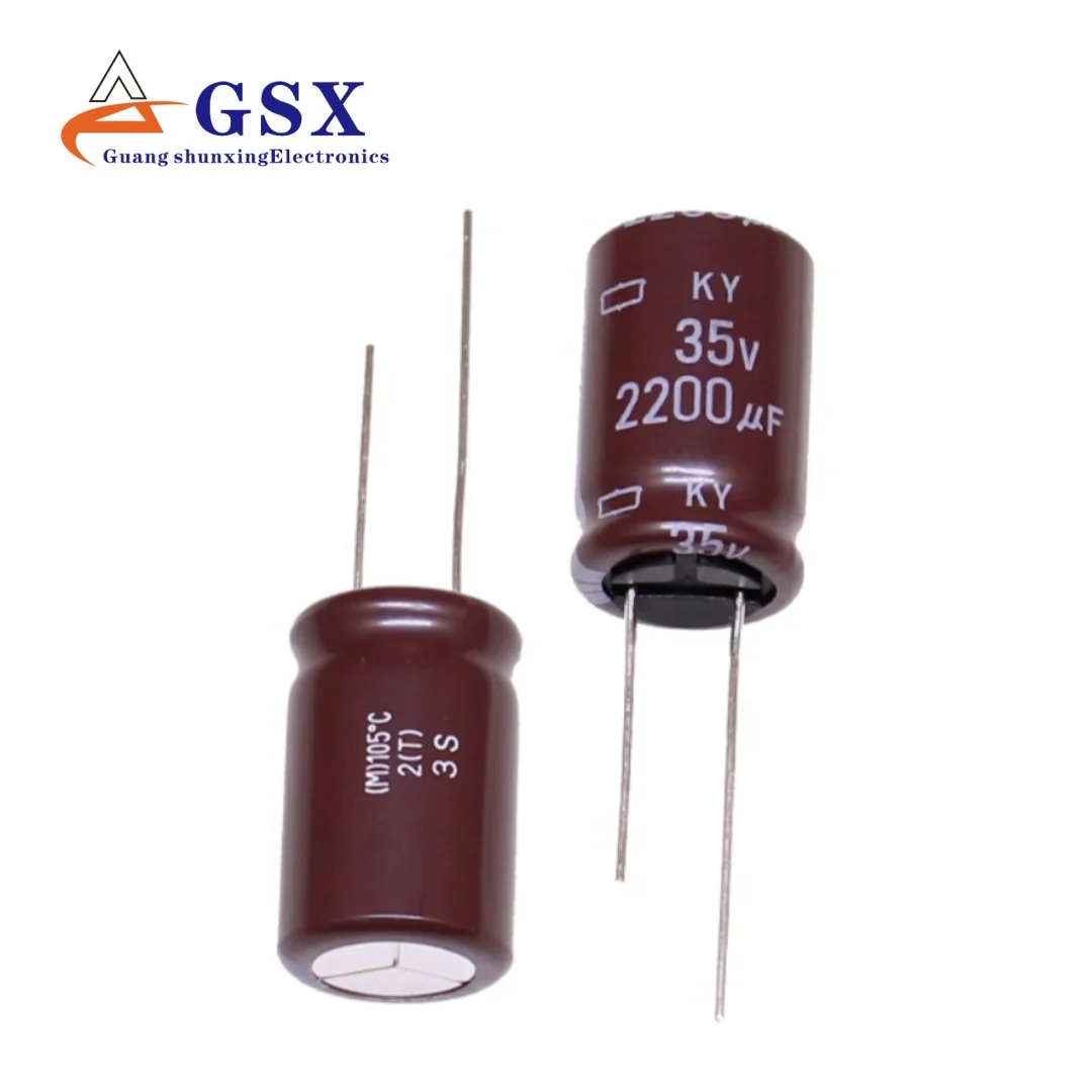 

5pcsImported aluminum electrolytic capacitor 35v2200uf 16 * 25 Japanese black diamond KY high-frequency low resistance long life