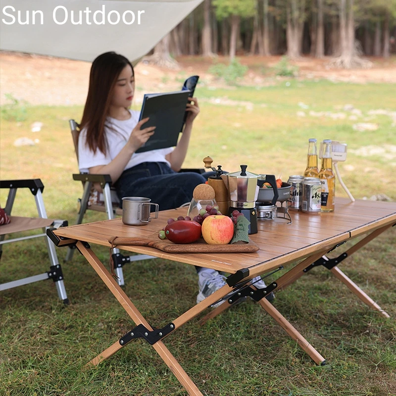 

Egg Roll Table Outdoor Camping Folding Table Aluminum Alloy Wood Grain Portable Table Ravel Hiking Equipment Outdoor Furniture