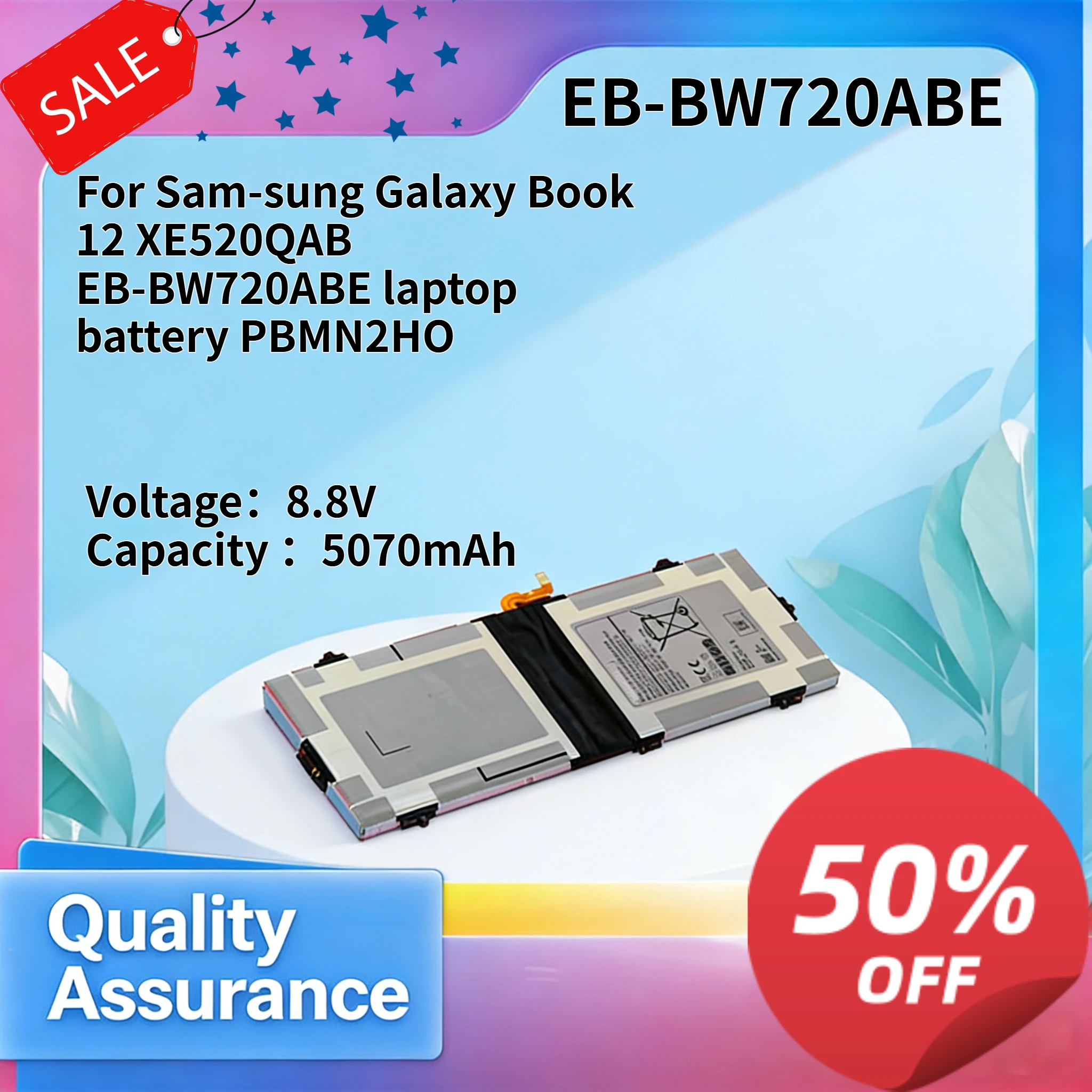 

5070mAh 8.8V Compatible with Sam-sung Galaxy Book 12 XE520QAB EB-BW720ABE laptop battery PBMN2HO