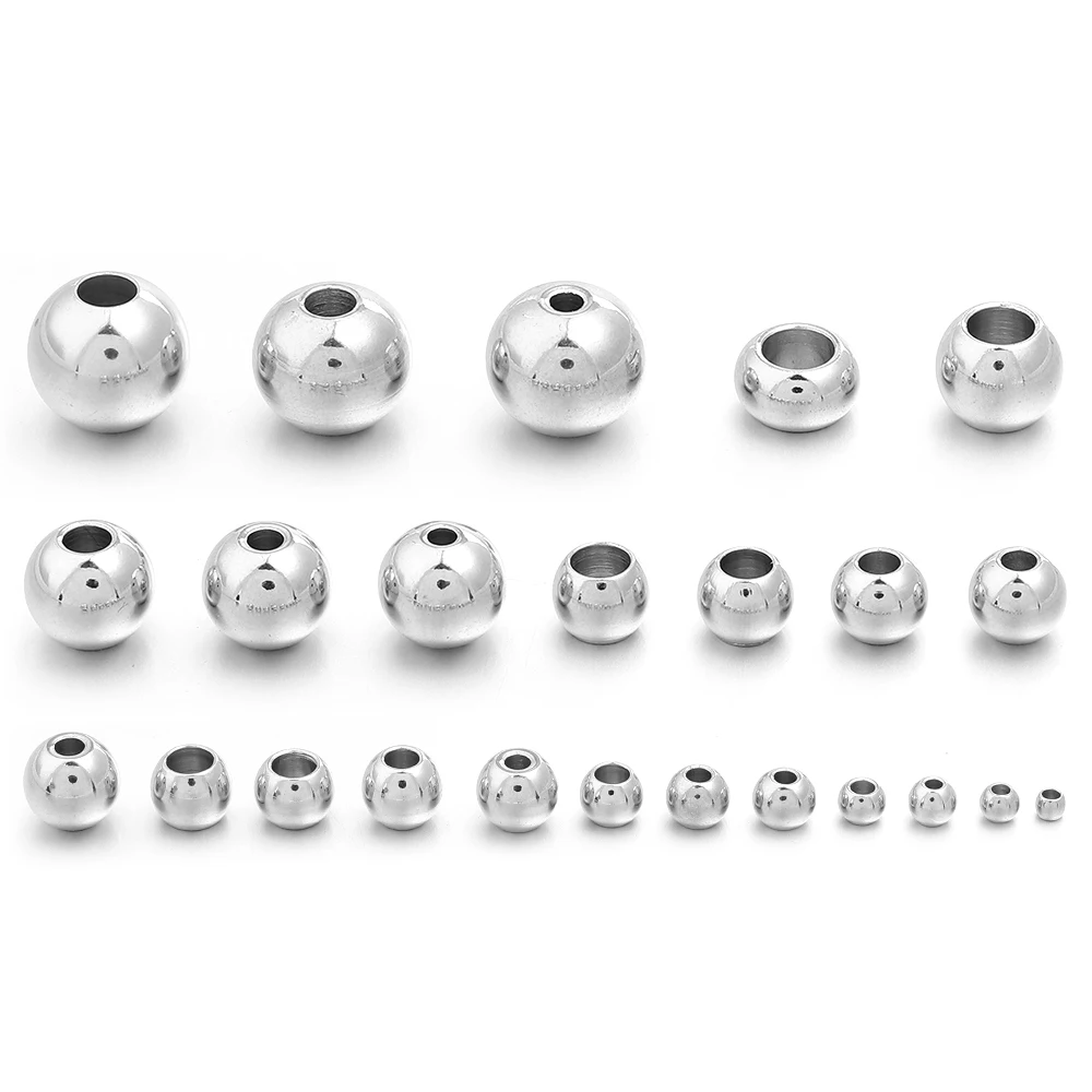 10-100 Stück hochwertige Edelstahlperlen für die Schmuckherstellung, lose Abstandshalter-Rundperlen, DIY-Armband, Halskette, Großhandel, 2-10 mm – Detail 5