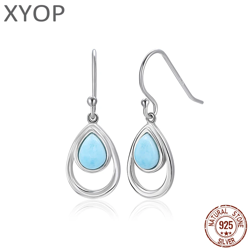 XYOP Natural Larimar Blue Water Drop Daily Ear Hook Burning Christmas, Warm For Love, Warm Winter Praise