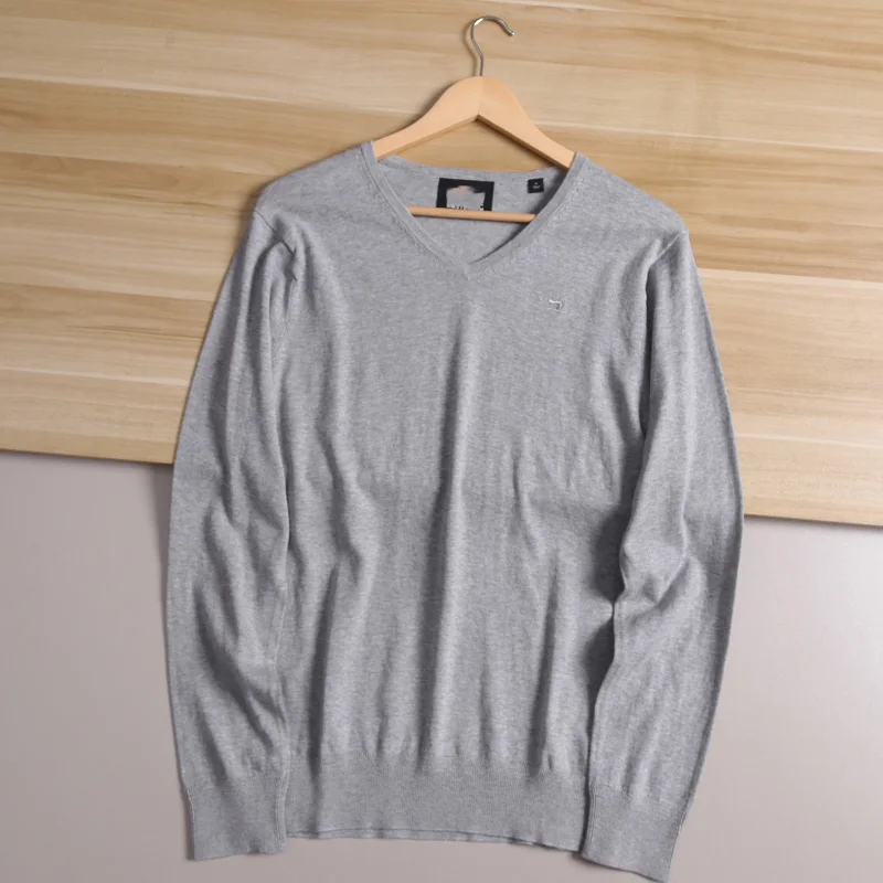 

Универсальный удобный трикотаж из 00% хлопка, тонкий свитер с V-Ne, повседневная модная осенне-зимняя мужская одежда, длинный све
