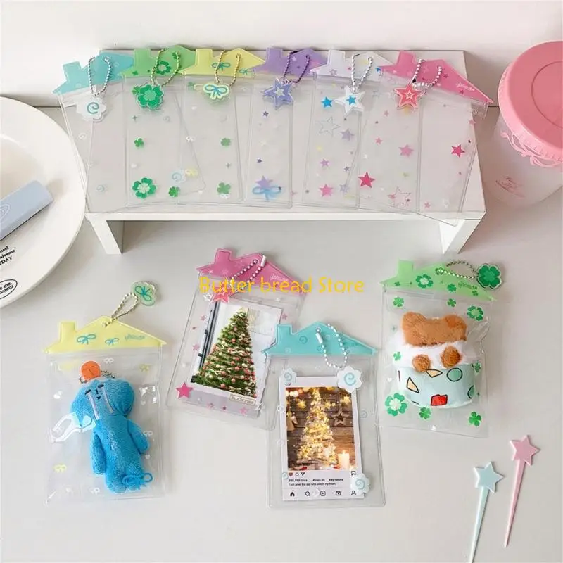 W89C House Card Slleeve Clear PVC Doll Storage Box For Stuffed Animal Toy