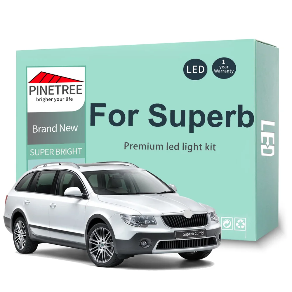 Zestaw oświetlenia wnętrza Led dla Skoda Superb 1 2 3 MK1 MK2 MK3 Sedan Combi 2001-2015 2016 2017 2018 żarówka LED