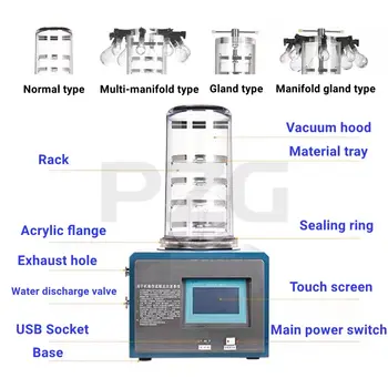 Laboratorní stolní lyofilizátory, vakuové lyofilizační stroje, cena lyofilizačního stroje pro potravinářský průmysl, mini lyofilizační stroj 10 nejlepší prodej lyofilizace - №3