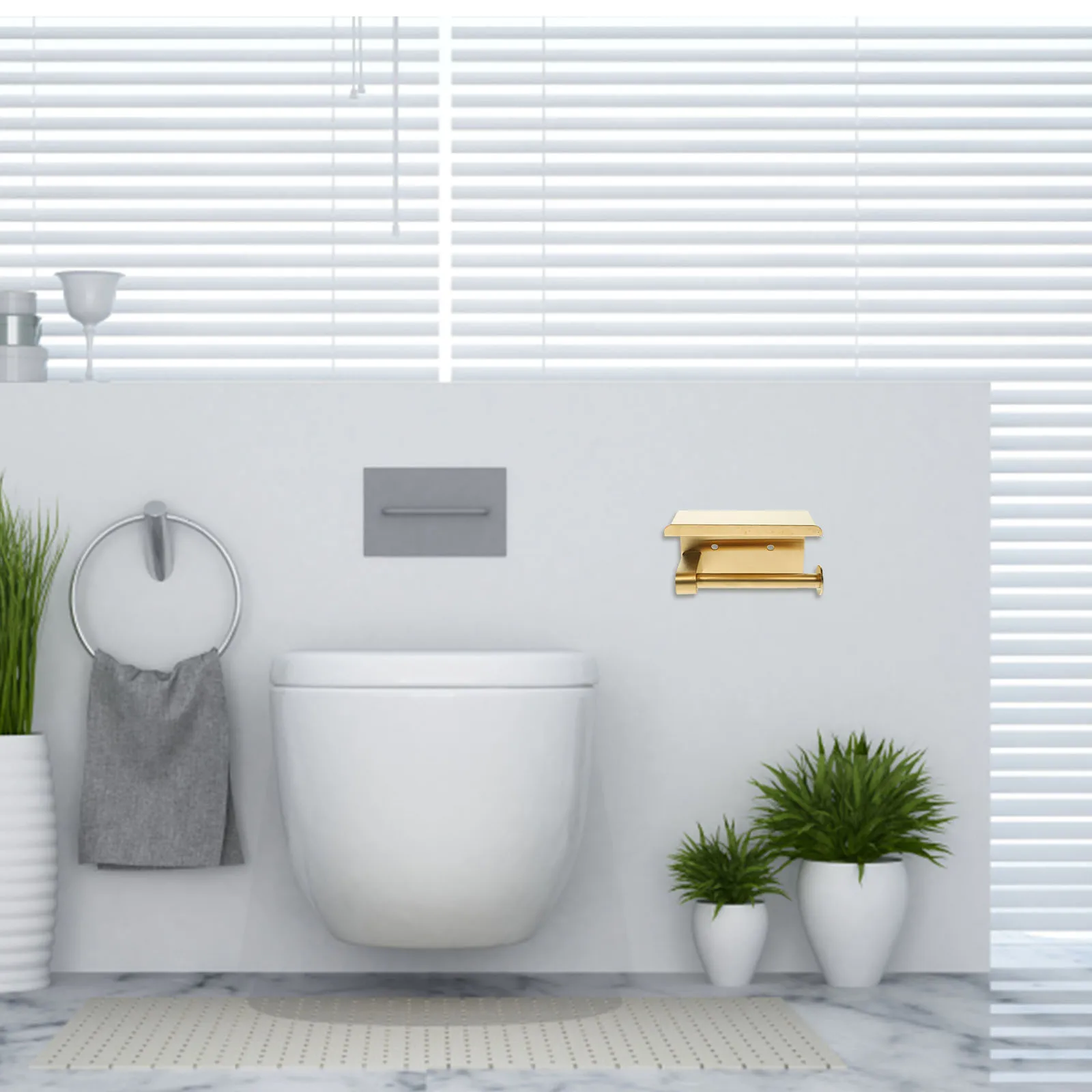 

Toilet Paper Holder Stainless Steel Bathroom Shelf Multipurpose Roll Storage Mounted Tissue Color Practical