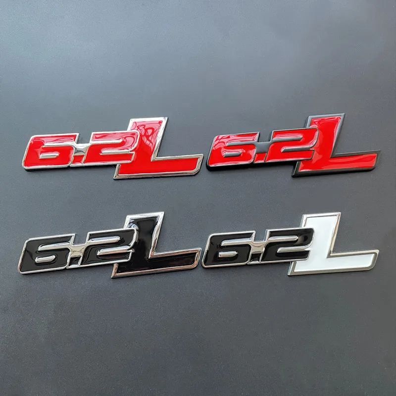 3D Metal 6.2L Logo Car Rear Boot Trunk Emblem Badge Sticker For Ford Raptor F150 Hummer H2 Chevrolet C7 Camaro Dodge Challenger