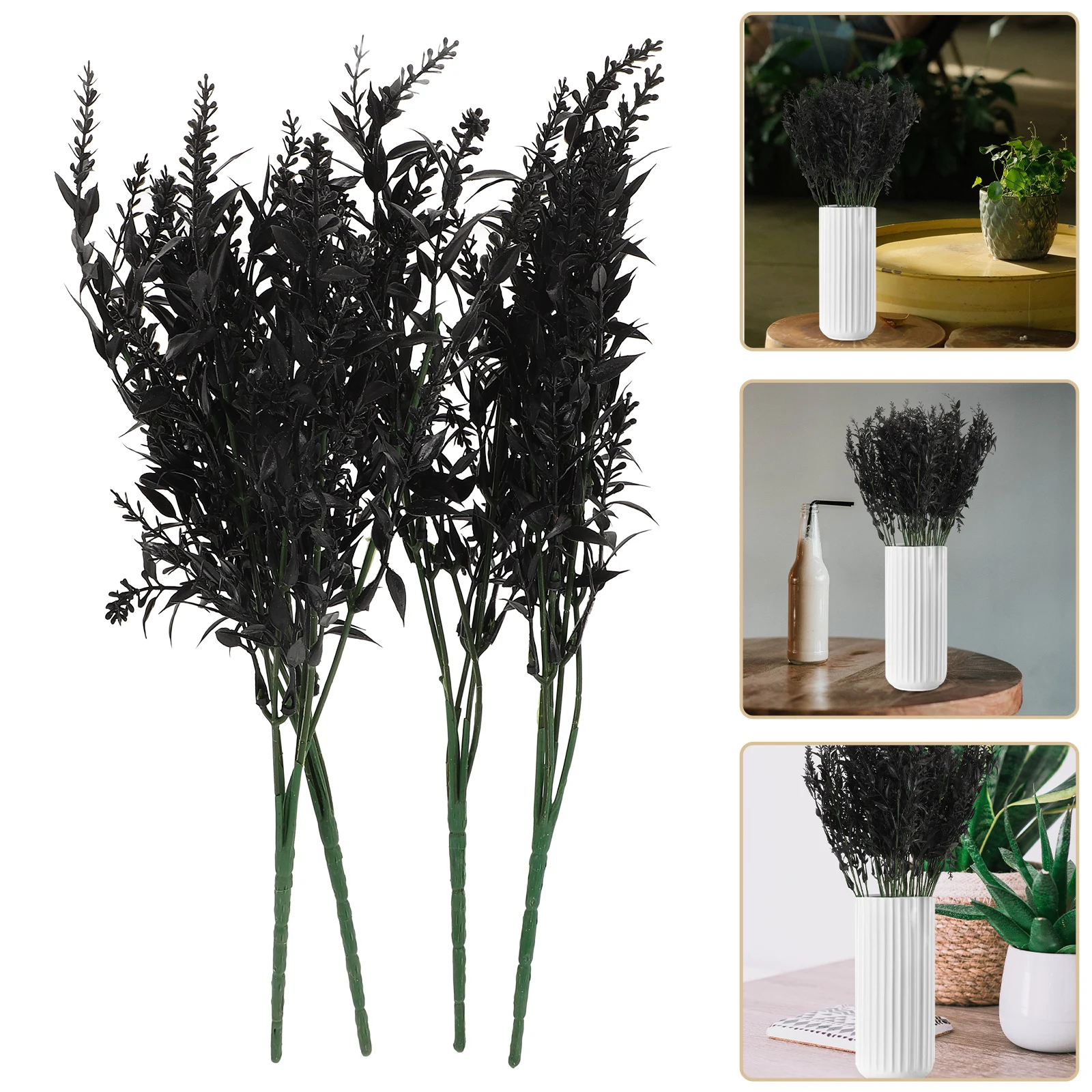 

15pcs Artificial Lavender Plants Fake Green Grass Decorative Flowers Home Office Wall DIY Arrangement Purple Color Realistic