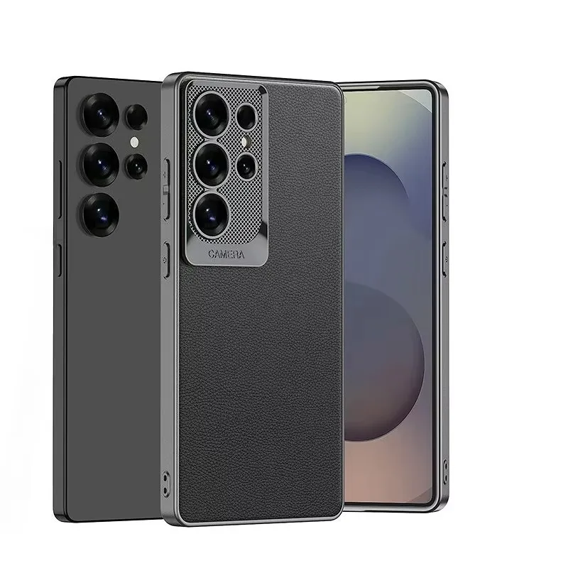 

S25 Ultra Защита объектива Все включено Защитный чехол для Samsung S25Ultra Чехол для телефона Гальванический ПК Простой материал кожи