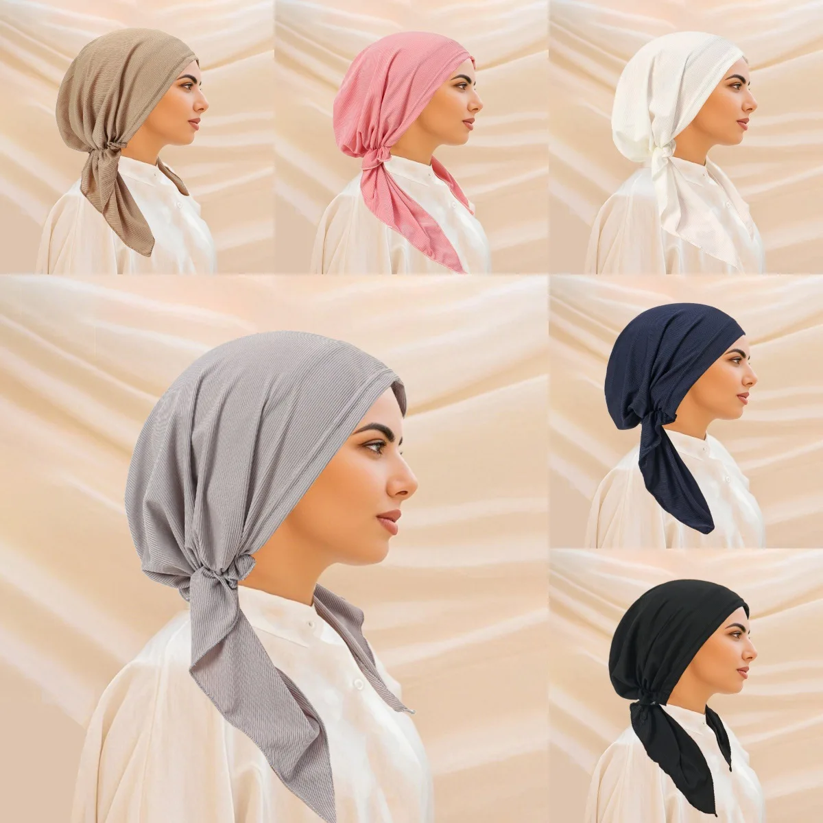 

Pre-Tied Hat Women Muslim Hijab Turban Long Tail Headscarf Beanies Bonnet Hair Loss Chemo Cap Head Wrap Bandanas Turbante Mujer