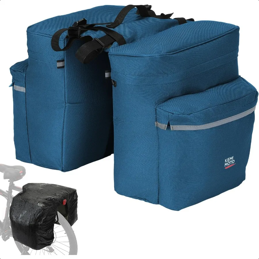

KEMIMOTO Bike Bag Panniers with Rain Cover 34L Waterproof Bicycle Saddle Bag for Rear Rack Mountain Biking Bags Storage Ebike A