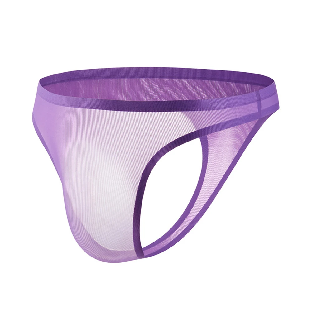 Ropa interior transparente para hombre, bragas de cintura baja, Bikini transparente, bolsa con parte trasera en T, Tanga erótico