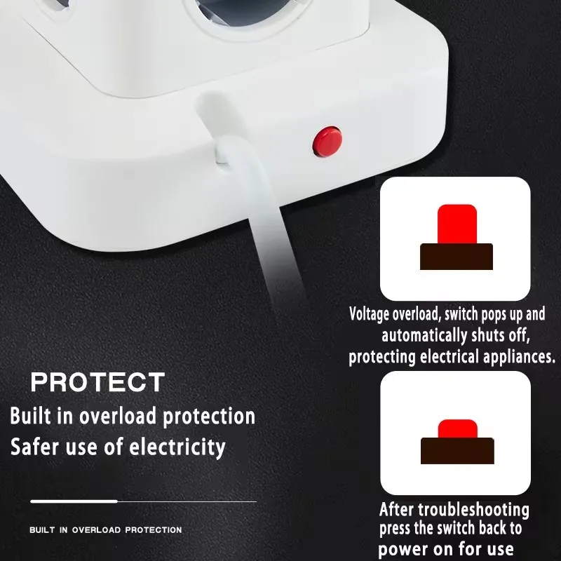 Tower Multiple Socket EU Plug Extension Power Strip with USB Switch Surge Protection 1.8M Extension Outlet 250V 10A