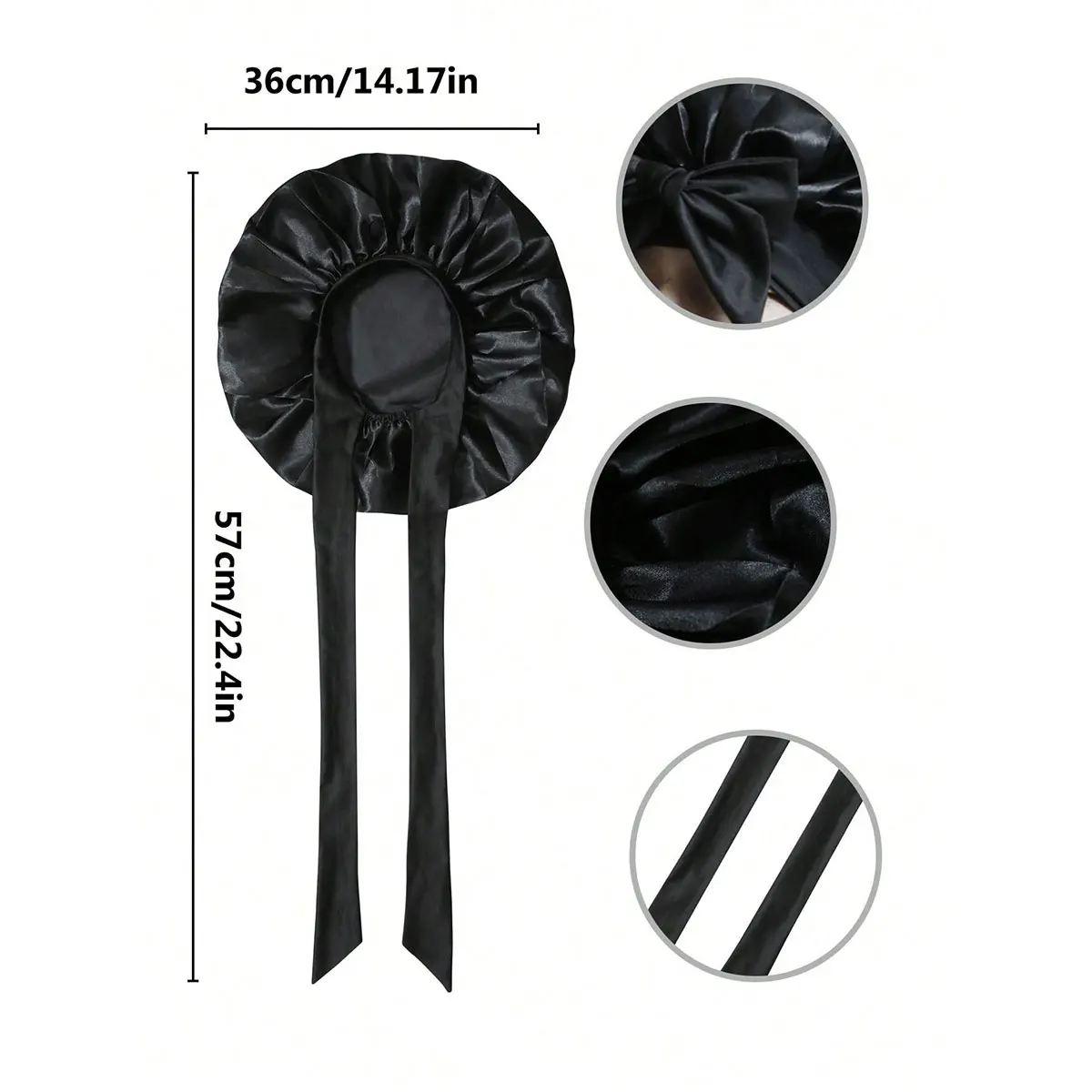 1Set/2Pcs Women's Sleep Bonnet with Satin Lining, Soft Elastic Band, Bow Tie, Suitable for Curly Hair Sleep Cap