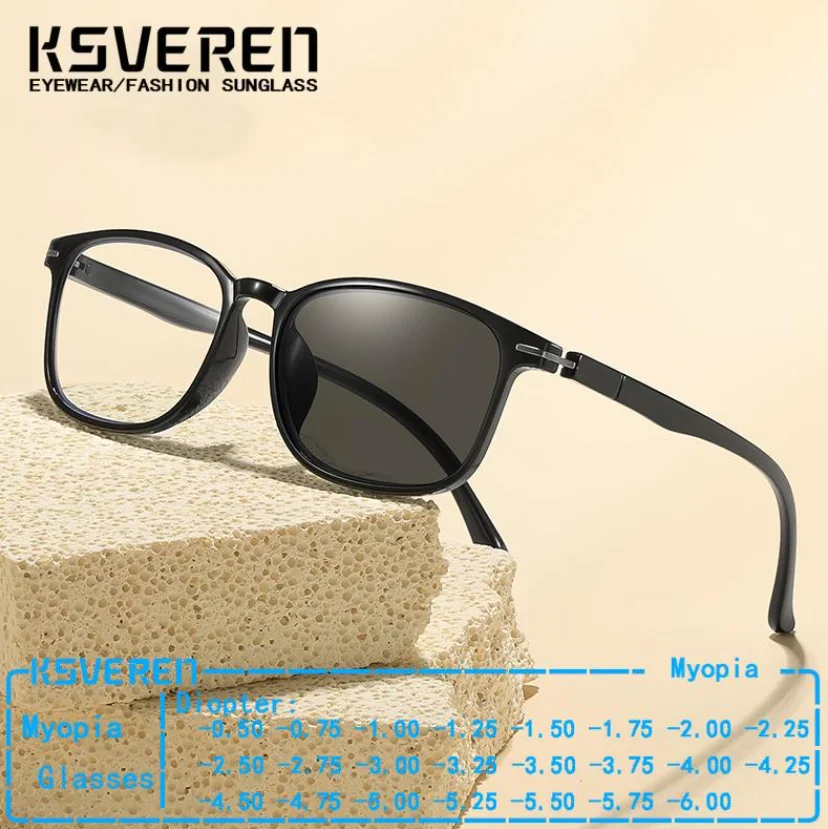 

Men Women TR90 Full Rim Oval Photochromic Myopia Glasses Brand Design Prescription Optical Eyewear Color Changing Eyewear -1.5