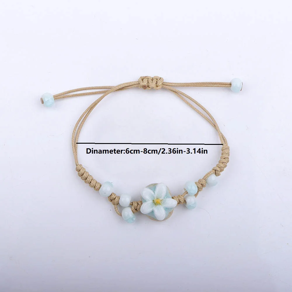 10Pcs/Lot Fashion Women\'s Woven Ceramics Bracelet Vintage Dried Flower Rope Men Jewelry Accessories Party Couple Friendship Gift