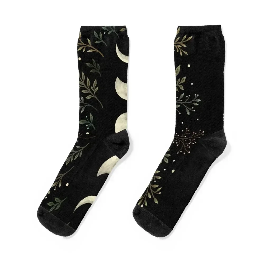 

Moonlit Garden-Olive Green Socks christmas stocking Stockings winter gifts Thermal man winter Socks For Girls Men's