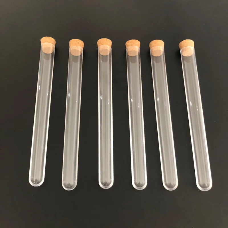 20/50/100 szt. Probówek laboratoryjnych z przezroczystego plastiku 18x180mm z korkami, tubki na upominki ślubne — zdjęcie produktu 6