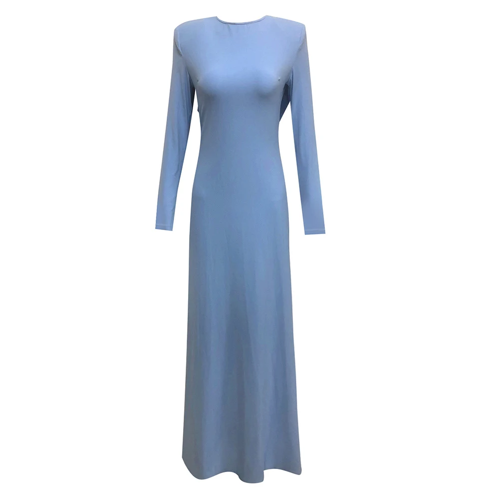 2025 الخريف الأوروبية والأمريكية لون جديد مثير عارية الذراعين سليم صالح بأكمام طويلة بذلة أنيقة رداء حفلات #6