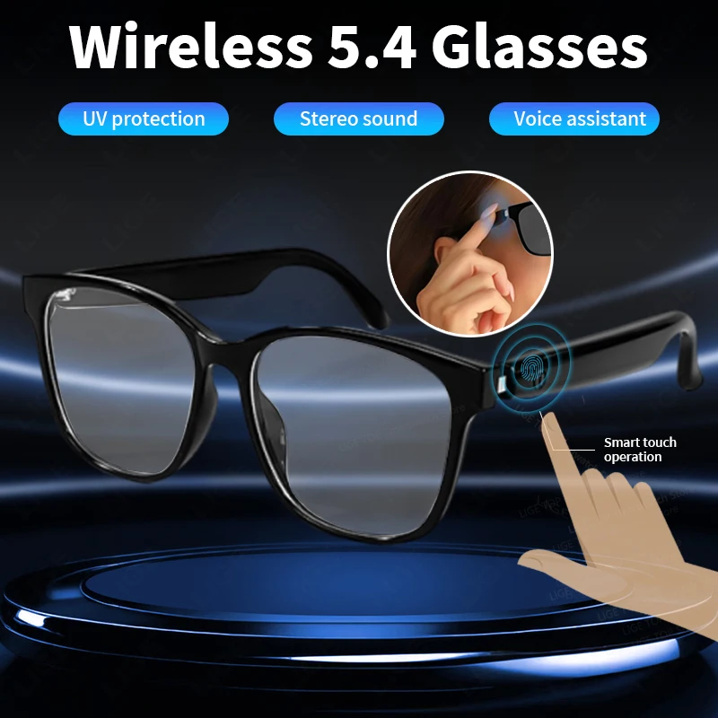 LIGE High Tech intelligent Glasses Wireless Music Play Outdoor Sport Sunglasses Earphone Bluetooth Call Voice Men Eyewear 2025 ﻿