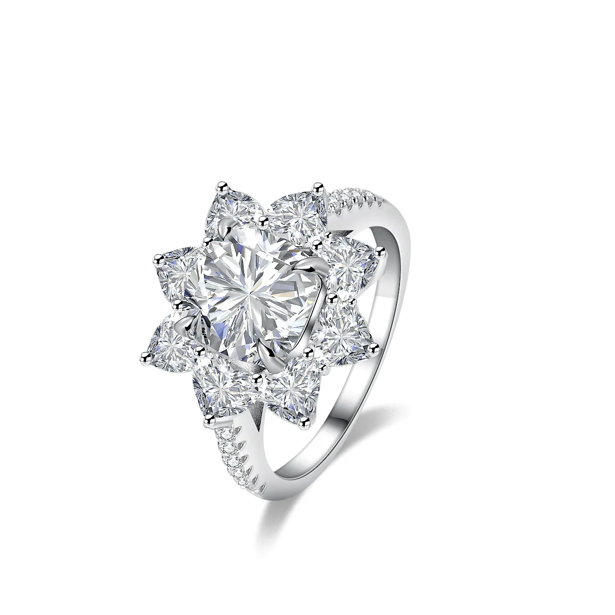 

Women's PT950 Platinum Inlaid Moissan Diamond Ring 3 Carat Moissanite Fertilizer Square Sunflower Ring