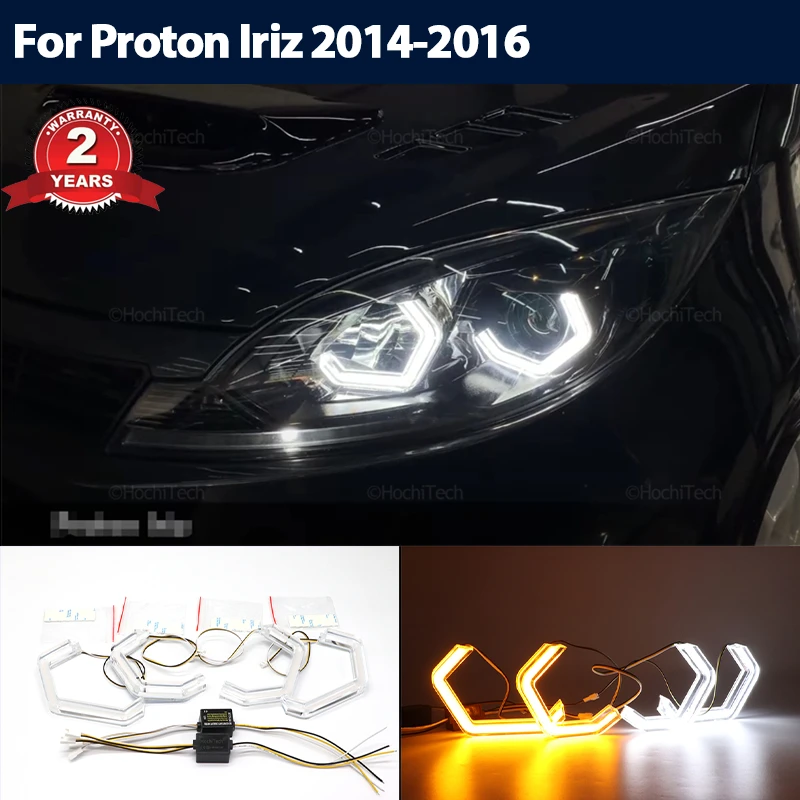 

Ring Angel Eyes Turn Signal Switchback M4 Style LED White Yellow for Proton Iriz 2014 2015 2016 LED Crystal Angel Eye Kit