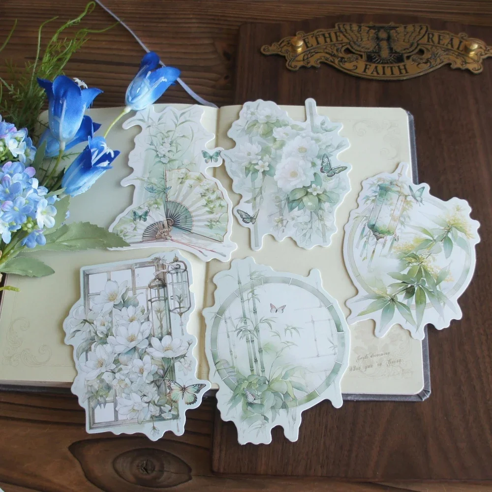 

15pcs Chinese Green Bamboo window Garden Card As Scrapbooking Party Invitation Gift Card Message Postcard Greeting Card