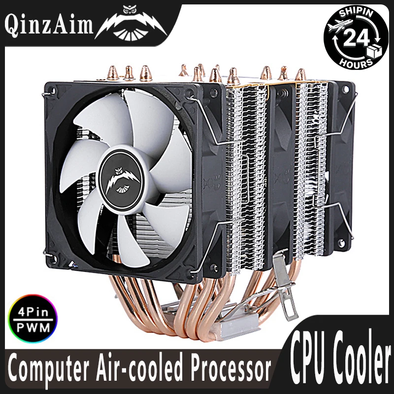 QiuzAim 6 Heat Pipe Twin Towers Radiator Air-cooled Cooler CPU Fan Compatible LGA2011-3 2066 X79 X99 1200 1700 115X 1851 AM4 AM5