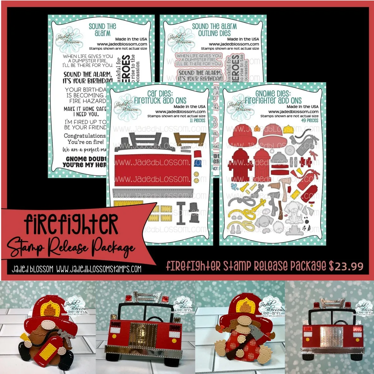 Firefighter Firetruck Metal Cutting Dies Clear Stamps DIY Scrapbook Craft Decoration Embossing Template Greeting Card 2024 New