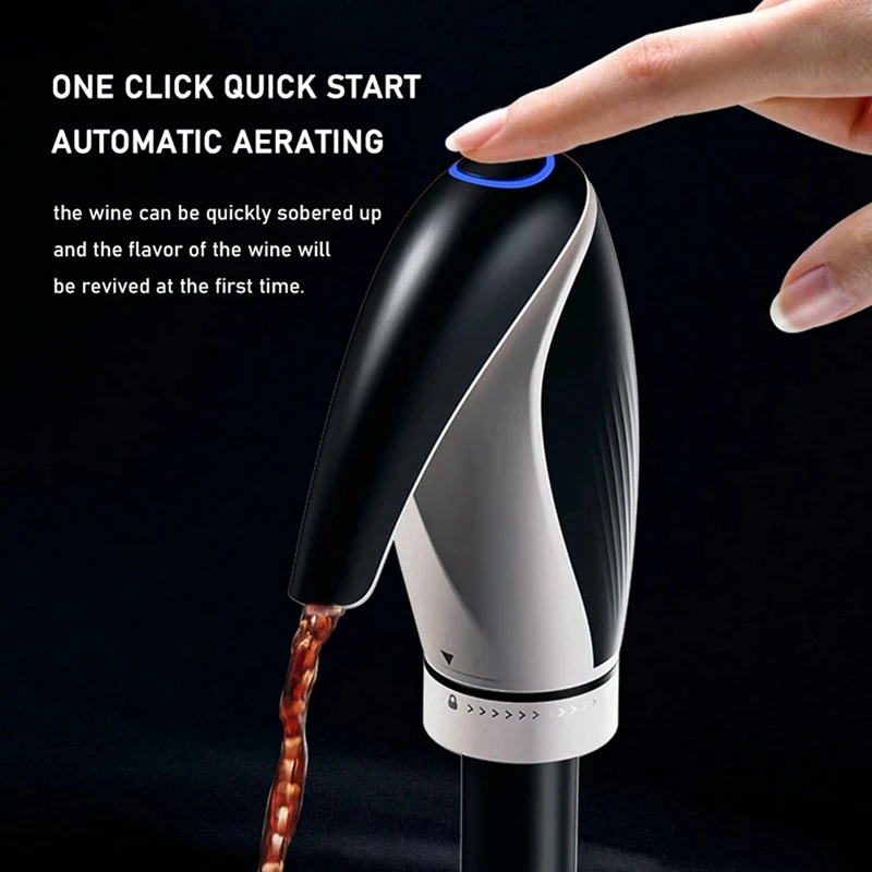 2 In 1 Electric Wine Aerator Decanter With Wine Bottle Stopper Quick Sobering Automatic Wine Dispenser Pourer Set