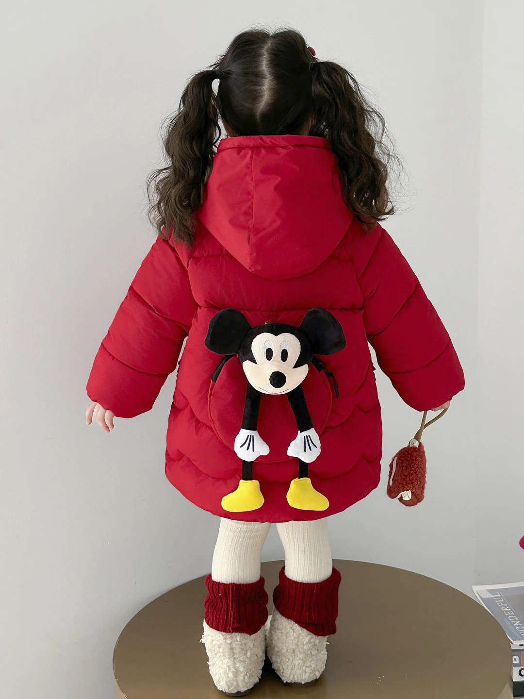 

Детская осенне-зимняя утепленная куртка с капюшоном и мультяшным принтом, модная теплая пуховая куртка средней длины для девочек