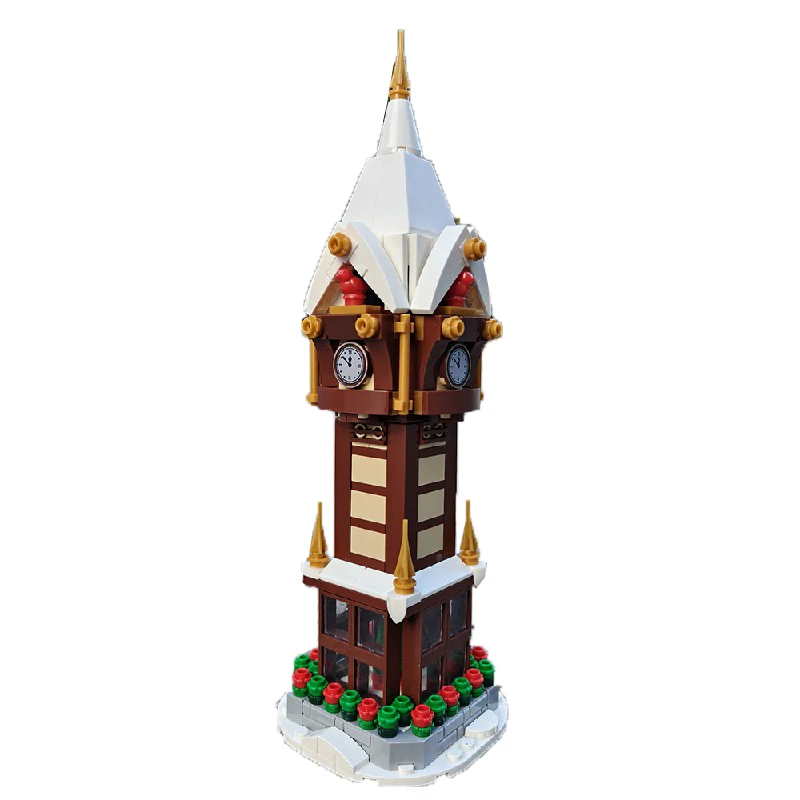 

345PCS MOC Christmas Street Clock Tower Building Blocks City Square Calendar Bell Tower Architecture Bricks Toys Christmas Gift