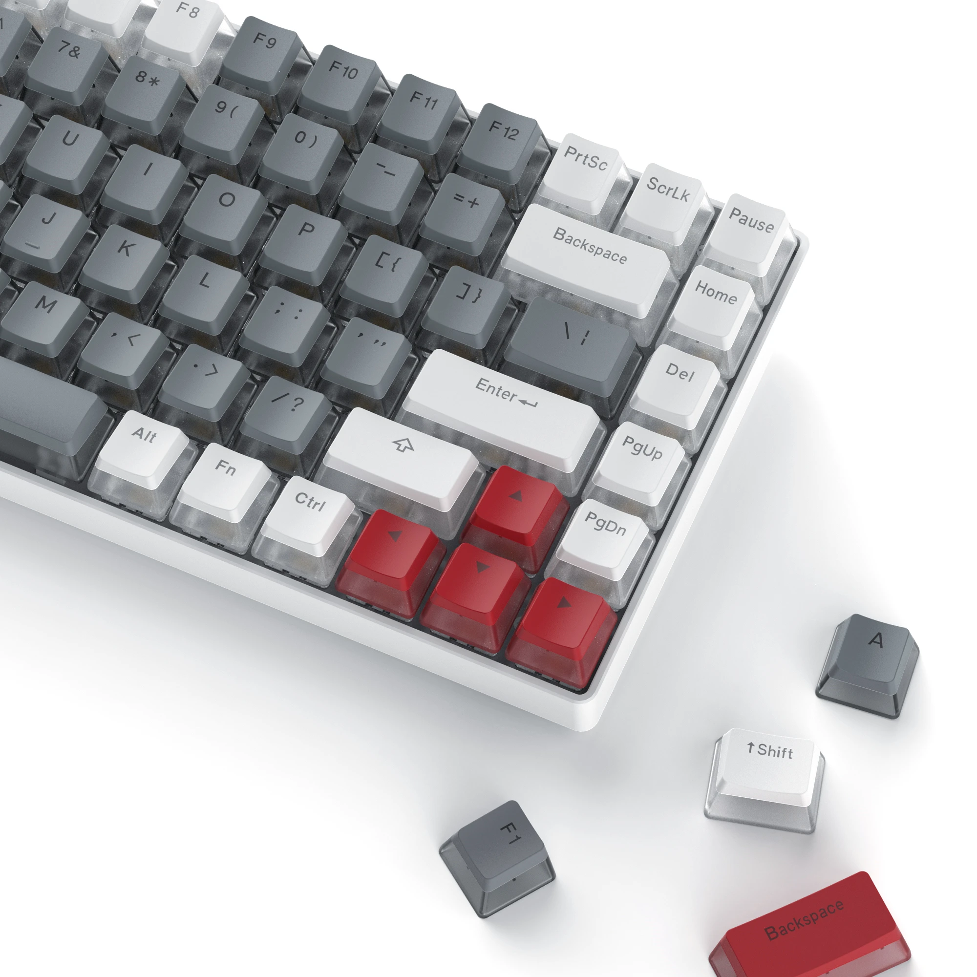 165 Key PBT Pudding Keycaps Wit Grijs Set OEM Profiel Double Shot Keycap voor GK61/Anne Pro 2 Womier Mechanisch Gaming Toetsenbord