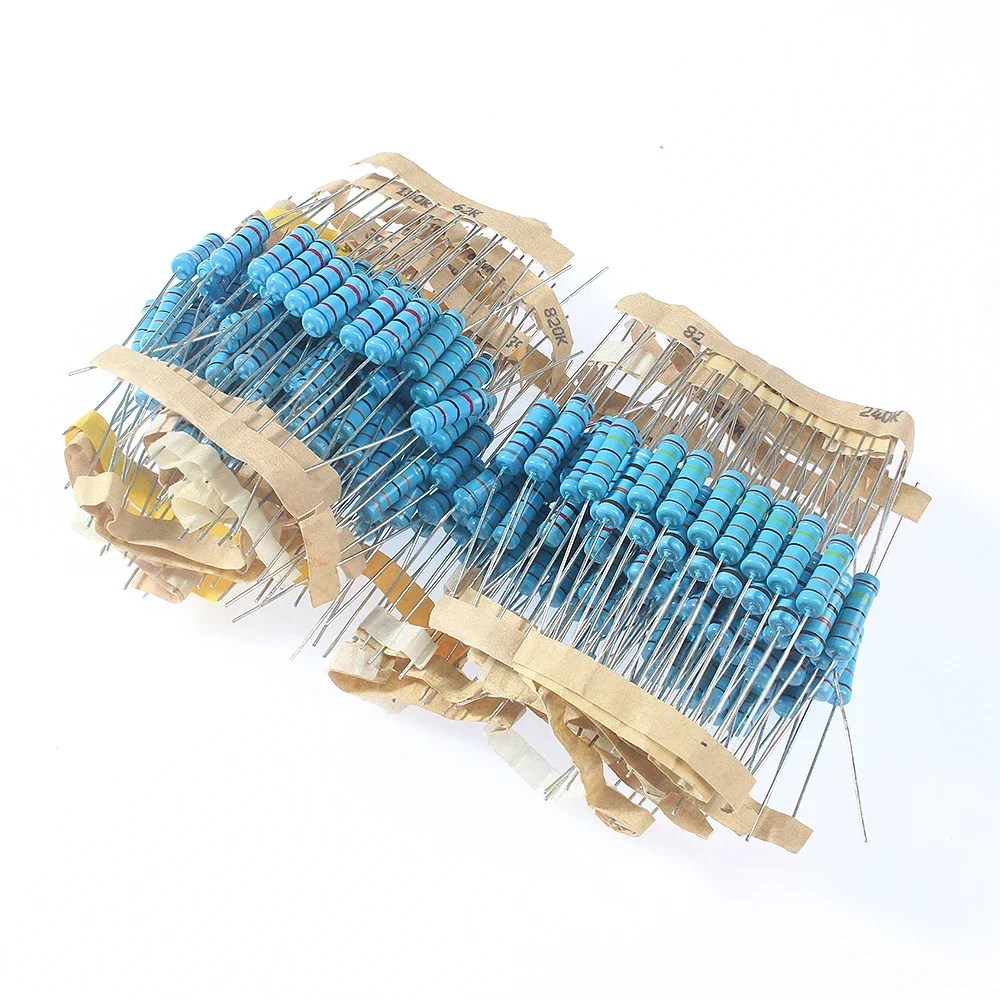 

230pcs 2W Metal Film Resistors Set, 22R~1M Ohm 2W Resistor Assortment Kit Package, 23 Types 2 Watt Through-Hole Resistance 1%