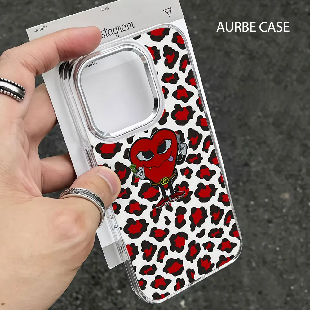 Funda Aurbe para iPhone 17 16 15 14 13 12 Pro Max 16E, marco plateado para la lente, carcasa transparente, Amor Love Mafia La Mafia Del Cover