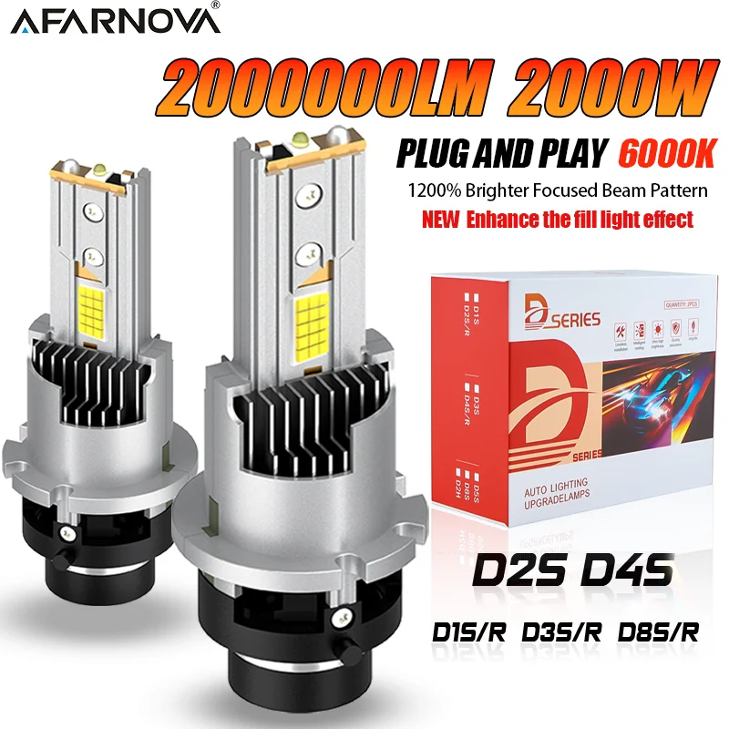 

2PC Led D2S D4S Car Headlights Bulb D1S D3S D2R D4R LED Cars Light High power 6000K Plug and Play 9580 CSP Chip Turbo Lamp 12V
