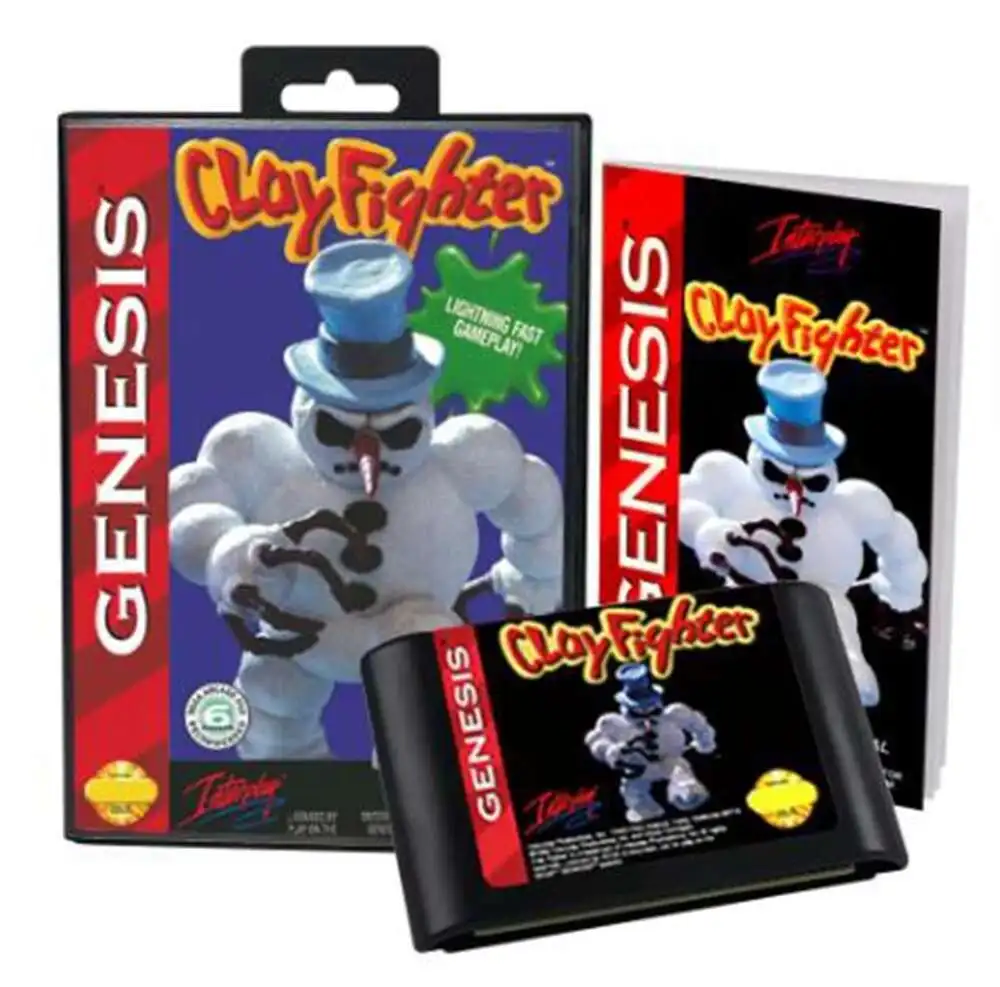 ClayFighter dengan Kotak dan Manual untuk Sistem Megadrive Genesis Kartrid Game Sega MD 16 Bit
